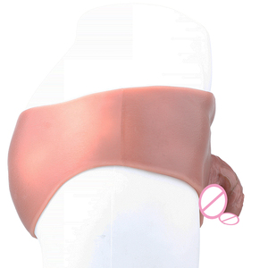 Silicone 11.5cm Curved penis pants with Open crotch for Lesbian to male Underwear High waist abdominal muscle lines <b>Dildo</b> pants - Product Image 5
