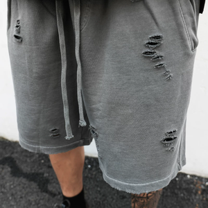 Pantalones Cortos Personalizados de Tela Tejida 100% Algodón, Estilo Urbano, Desgastados, Vintage, <span class=keywords><strong>para</strong></span> Hombre - Product Image 3