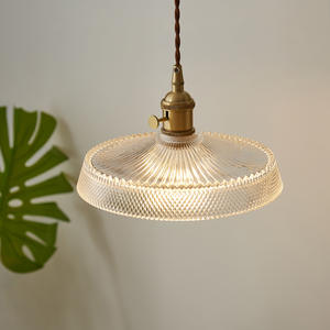 Lustre moderne en laiton et verre clair, suspension ronde de plafond pour salle à manger, bar, restaurant - Product Image 2