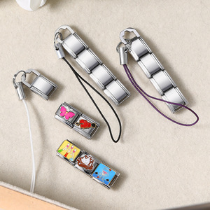Correa de Teléfono Móvil Colorida, Diseño Modular de Acero Inoxidable, Colgante de Llavero DIY, Cubo Geométrico, Joyería Unisex - Product Image 3