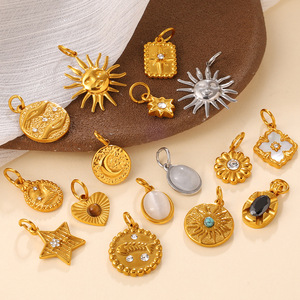 Colgante de Acero Inoxidable con Dijes de Sol, Luna y Estrellas, para Pulseras y Collares DIY, Accesorios de Joyería Unisex - Product Image 1