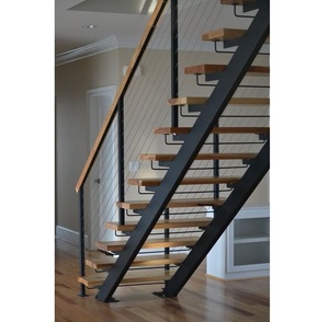 Rampe d'<span class=keywords><strong>escalier</strong></span> droite <span class=keywords><strong>en</strong></span> acier découpée au laser sur mesure avec poutre latérale double - Product Image 3