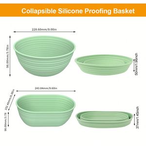 Custom Baking Supplies Collapsible Sourdough Proofing <b>Basket</b> Kit <b>Foldable</b> Silicone Bread Proofing <b>Basket</b> Set for Sourdough - Product Image 5