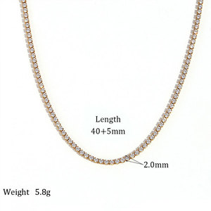 สร้อยคอเทนนิสชุบทอง 18K PVD สำหรับผู้หญิง ทำจากสแตนเลส 316L คุณภาพสูง ประดับเพชรซิร์คอน ขายส่ง - Product Image 5