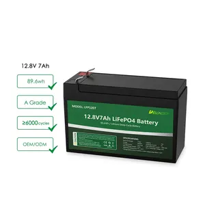 عميق دورة 12 فولت 7ah بطارية أيون الليثيوم حزمة Lifepo4 Battery12.8v 7ah 20ah 50Ah بطارية ليثيوم ل Ups يستبدل الرصاص حمض