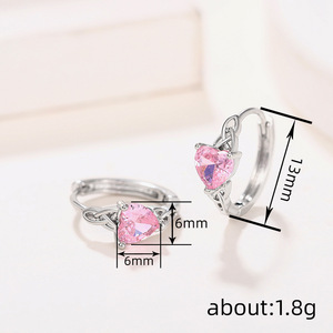 Pendientes de Corazón de Colores para Mujer, Estilo Dulce, Accesorios para las Orejas de Uso Diario - Product Image 4