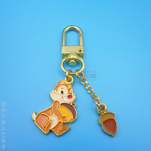 Porte-clés en métal en forme d'animal de dessin animé, pendentif en alliage plaqué or peint, pour cadeau - Product Image 1