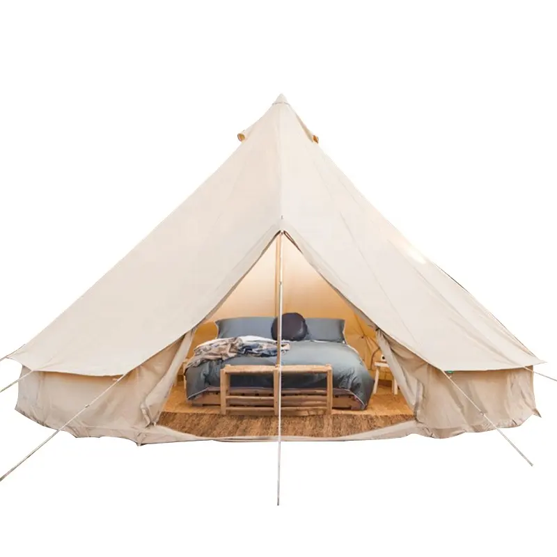 Custom Beige Grote Luxe 3M 4M 5M 6M 7M Groeien Outdoor Waterdicht Katoen Camping Canvas bell Tent