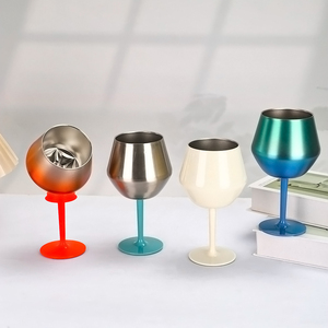 Verre à vin à tige amovible 14 oz 420 ml, gobelets à boire en métal à double paroi isolés, gobelets à <span class=keywords><strong>pied</strong></span> pour café, bière, pour barbecue, fête - Product Image 5
