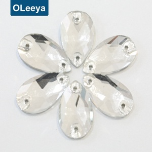 OLeeya Factory Wholesale Popular 3A Glass 10.5*18MM Pear <b>Drop</b> Crystals Teardrop Sew on Rhinestones for Dresses - Product Image 5
