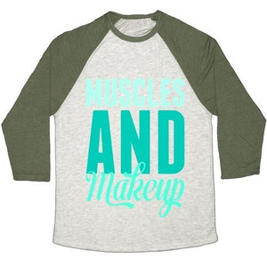 Camiseta de béisbol unisex de mezcla triple con estampado de músculos y maquillaje - Product Image 5