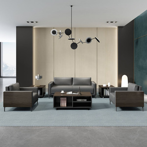 Conjunto de Sofás de Oficina con Reposabrazos de Madera, Cuero PU, Estructura de Madera Sólida, Duradero, Uso Comercial, Muebles para Recepción y Salas de Reuniones - Product Image 4