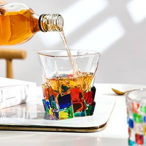 11Oz Whiskyglazen, Handgeschilderde Kleurrijke Rockglazen Cocktailglazen, Handgeblazen Ouderwetse Glazen Beker - Product Image 1
