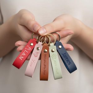 Custom Logo Keychain Cheap PU Leather Zinc Alloy Keyring High Quality Leather Key Chains