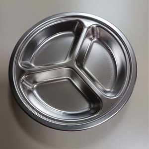 Plateau de cantine scolaire en acier inoxydable pour enfants, assiette à déjeuner divisée en 3 compartiments, vaisselle de maternelle - Product Image 1