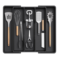 Organisateur de tiroir de cuisine multifonctionnel moderne certifié LFGB, couleur personnalisable, extensible et réglable, avec plateau de cuisson