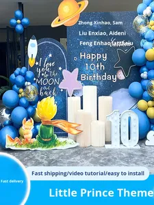 Décoration de fête sur le thème du Petit Prince, scène de fête d'anniversaire pour garçon de 10 ans, fond de mur, panneau KT, ensemble de ballons - Product Image 4