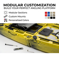 Kayak de pêche modulaire OEM personnalisé vert camouflage 10 pieds avec pédales, moteur intégré, télécommande, GPS et rangement