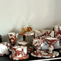 Support de bougie en marbre Calacatta rouge SHENGLIN, forme personnalisable, veinage naturel unique, récipient d'aromathérapie pour la décoration intérieure