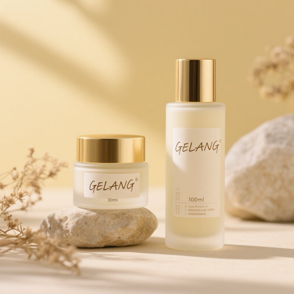 cosmetics skin serum frost glass cream matt light gold