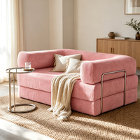 Canapé-lit en velours côtelé sur mesure à 3 places avec design pliable gain de place pour salons, appartements et chambres d'hôtes
