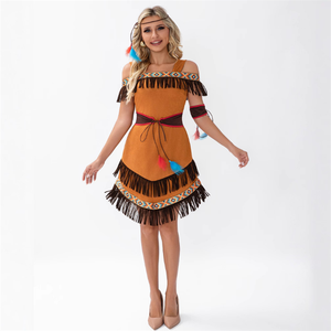 Femme Amérindienne Adulte Primitive Cosplay Role Play Party Dress Performance Costumes - Product Image 3
