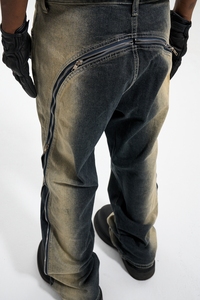 Abbigliamento da strada da <span class=keywords><strong>uomo</strong></span> con etichetta personalizzata Drop Ship Stock <span class=keywords><strong>Jeans</strong></span> svasati in Denim <span class=keywords><strong>grigio</strong></span> impilati - Product Image 5