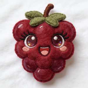Grape plush <b>brooch</b>, red grape felt pin,fruit badge, embroidered berry <b>brooch</b>, cottagecore fashion pin, mini grape - Product Image 1
