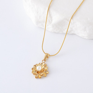 New Style Fashionable Stainless Steel Simple Three-dimensional <strong>Lotus</strong> Pendant - Product Image 1