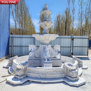 Fuente de Pegaso de Mármol Tallada a Mano YOUFINE, Fuente de Agua Clásica de Tres Niveles para Jardín con Esculturas de Caballos Alados - Product Image 5