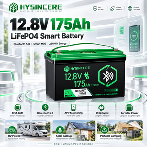 แบตเตอรี่ Smart <span class=keywords><strong>Mini</strong></span> <span class=keywords><strong>12V</strong></span> 175Ah LiFePO4 พร้อมบลูทูธ 5.0 หน้าจอ LCD แสดงความจุ 2240Wh 175A BMS LTCP สำหรับรถพ่วงพลังงานแสงอาทิตย์และเรือ - Product Image 1