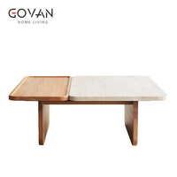 Table basse en marbre et bois massif de style nordique, idéale pour les zones d'accueil à domicile et les hôtels