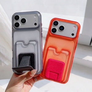 เคสโทรศัพท์แบบใสพร้อมช่องใส่บัตรและกระเป๋าใส่การ์ดแบบพับได้ ประดับกลิตเตอร์แฟชั่น สำหรับ iPhone 17 Air 13 Pro Max จากโรงงาน - Product Image 2