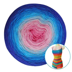 थोक इंद्रधनुष Crochet यार्न केक लंबी Gradiet रंगीन रंगे धागा हाथ बुनाई कपास एक्रिलिक मिश्रित यार्न 1000 मीटर