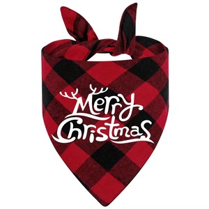 Durable Soft Cotton Plaid Christmas Dog Bandana Funny Washable Triangle <strong>Scarf</strong> for <strong>Pets</strong> <strong>Pet</strong> Apparel Accessory - Product Image 3