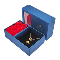 Kotak Hadiah Bunga Mawar Abadi Enam Buah Sabun Mewah Grosir Pabrik dengan Jendela PVS Harga Pabrik Kotak Perhiasan Kalung Cincin Valentine