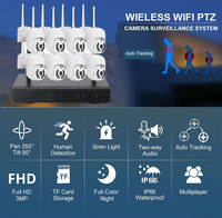 Eseecloud Kit NVR nirkabel WIFI, kamera luar ruangan Audio AI CCTV PTZ Mini 3MP 5MP keamanan 4CH 8CH 2.4G 5G, Alarm penglihatan malam