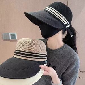 Sombrero de Pescador para Mujer, Ala Ancha, Transpirable, Protección Solar, para Verano, Color Beige Caqui, Negro, Color Sólido, Contraste, Poliéster - Product Image 2