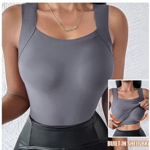 <span class=keywords><strong>CHICME</strong></span> Damen Atmungsaktives Vintage Shapewear Gepolstertes Tanktop Weiches Yoga Figurformendes Shirt in Hautfarbe - Product Image 2