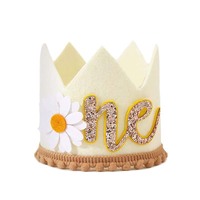 Marguerite thème couronne chapeau gâteau Topper et chaise ornement 1er anniversaire fête décoration bannière bébé célébration fournitures