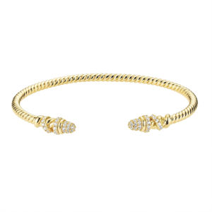 Gemne Vintage Twisted <span class=keywords><strong>Cuff</strong></span> <span class=keywords><strong>Bracelet</strong></span> Zircon Pavimentado 925 Sterling <span class=keywords><strong>Silver</strong></span> Bangle14k Chapado en oro Pulsera de joyería fina para mujer - Product Image 6