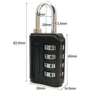 Combination <b>Lock</b> 4 Digit Zinc Alloy Resettable Luggage Padlock Door Cabinet Travel <b>Lock</b> 63.5mm x 30mm x 14.5mm - Product Image 1