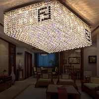 Lustre moderne doré en laiton, lampe cube en cristal, vente d'usine pour salon, hôtel, éclairage de plafond, lampe suspendue de restauration