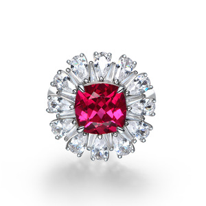 Bling Nhẫn phụ nữ 925 Nhẫn cưới 925 bạc cubic zirconia <span class=keywords><strong>Ruby</strong></span> Nhẫn - Product Image 1
