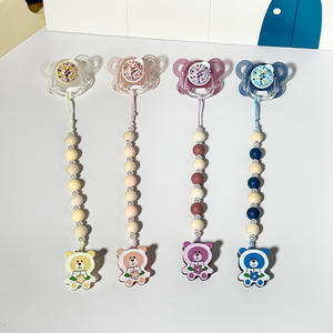 Sucette pour bébé en silicone de qualité supérieure, essentiels pour les bébés allaités au sein, sucette 2 pièces, chaîne pour 0-6 mois - Product Image 1