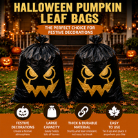 Sacs à feuilles de citrouille d'Halloween, sacs poubelles en plastique PE résistants, grande capacité, pour la décoration de la pelouse et du jardin