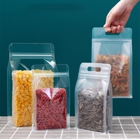 Sachets en plastique transparents avec fermeture éclair, fond carré, avec poignée, pour emballage de riz, aliments, collations, 1 lb, 2 lb, 5 lb
