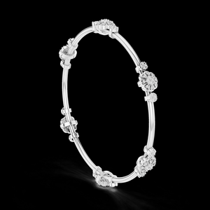 Bracelet à maillons classique en argent sterling or rose avec diamants floraux pour femme - Élégance intemporelle, luxe pour mariage, anniversaire, fête - Product Image 3