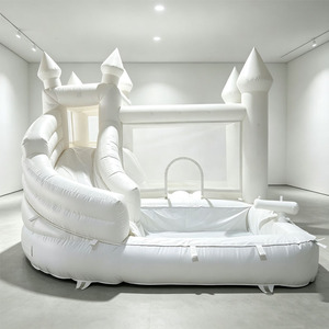 Château gonflable commercial blanc avec toboggan en spirale, directement de l'usine, personnalisable <span class=keywords><strong>pour</strong></span> la <span class=keywords><strong>location</strong></span> de fêtes d'<span class=keywords><strong>anniversaire</strong></span> d'enfants - Product Image 1