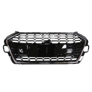 Rejilla delantera negra brillante para coche <span class=keywords><strong>A4</strong></span> S4, rejilla de nido de abeja de malla estilo RS4 modificada para <span class=keywords><strong>Audi</strong></span> <span class=keywords><strong>A4</strong></span> S4 B9.5 2020 2021 2022 2023 - Product Image 1